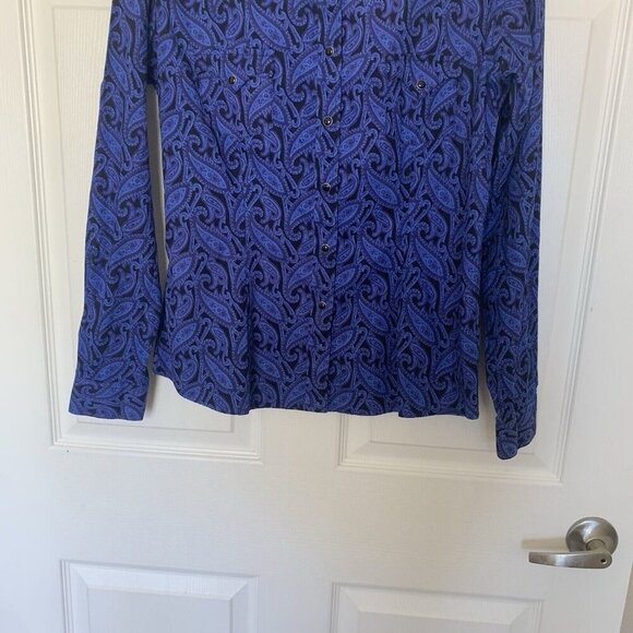 Panhandle Rough Stock Men's Medium Slim Pasiley Long Sleeve Snap Shirt - Picture 3 of 10
